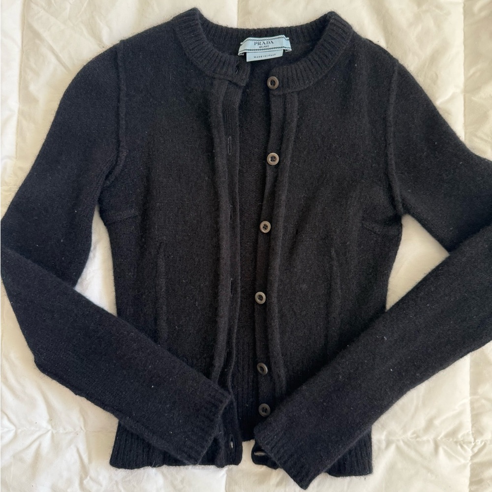 Prada structured corset like shrunken style cardigan